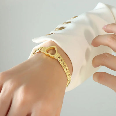 Titanium Steel Cutout Heart Bracelet - Korvel