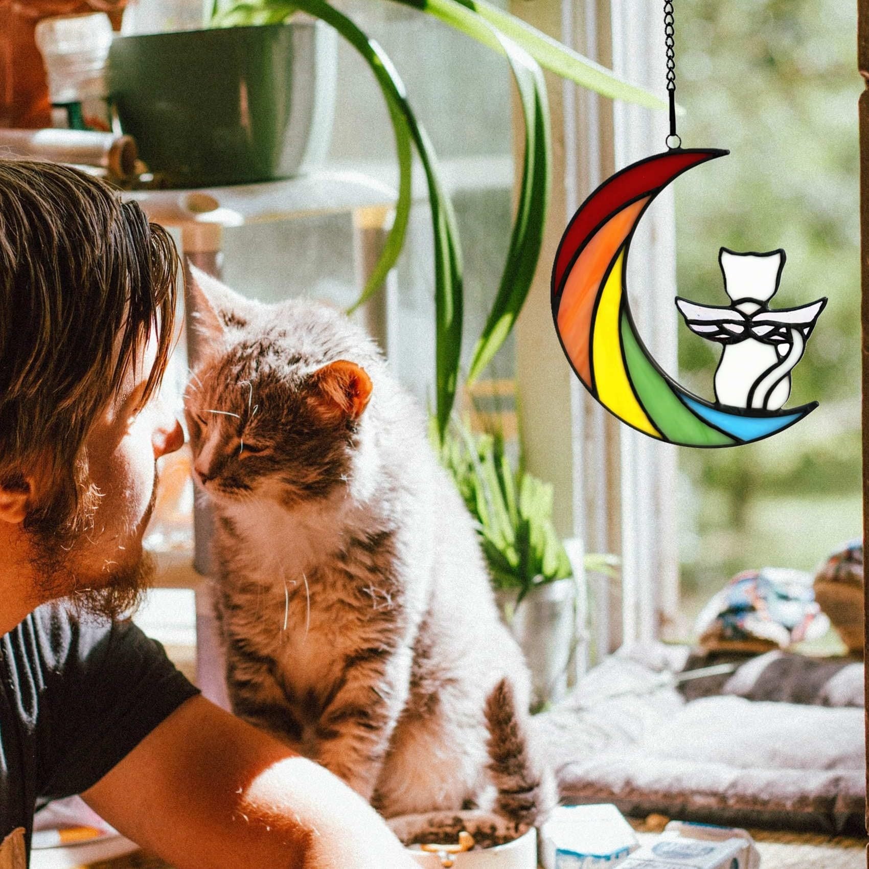 Cat enthusiast commemorative gift cute cat acrylic flat home window wall outdoor decoration pendant - Korvel