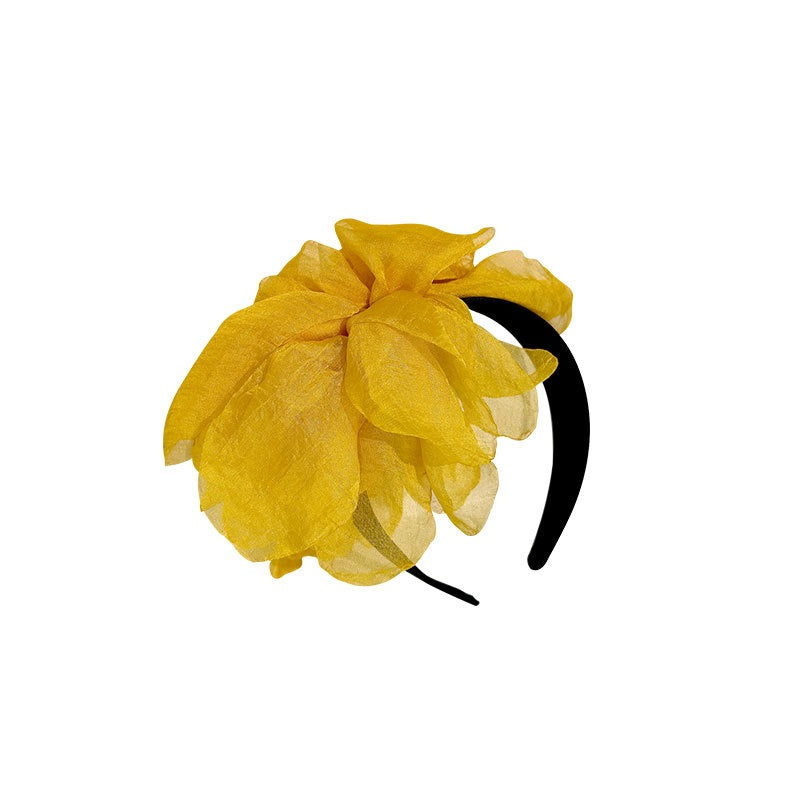 Oversized and exaggerated handmade fabric flower versatile headband - Korvel