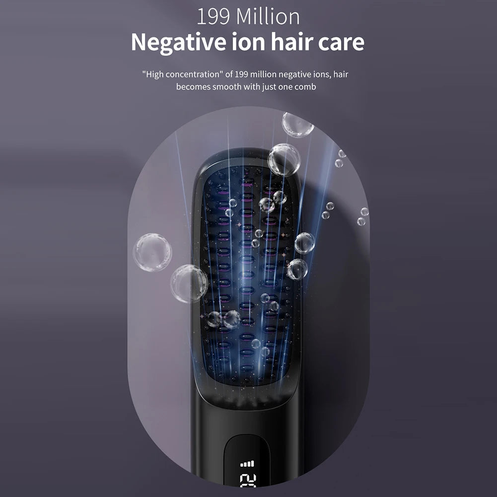 Peigne lissant céramique sans fil avec écran LCD