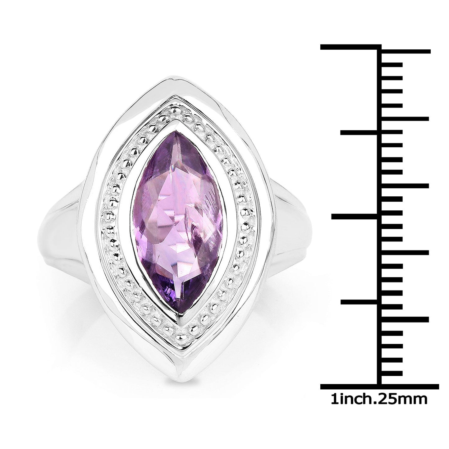 2.00 Carat Genuine Amethyst Sterling Silver Engagement Ring