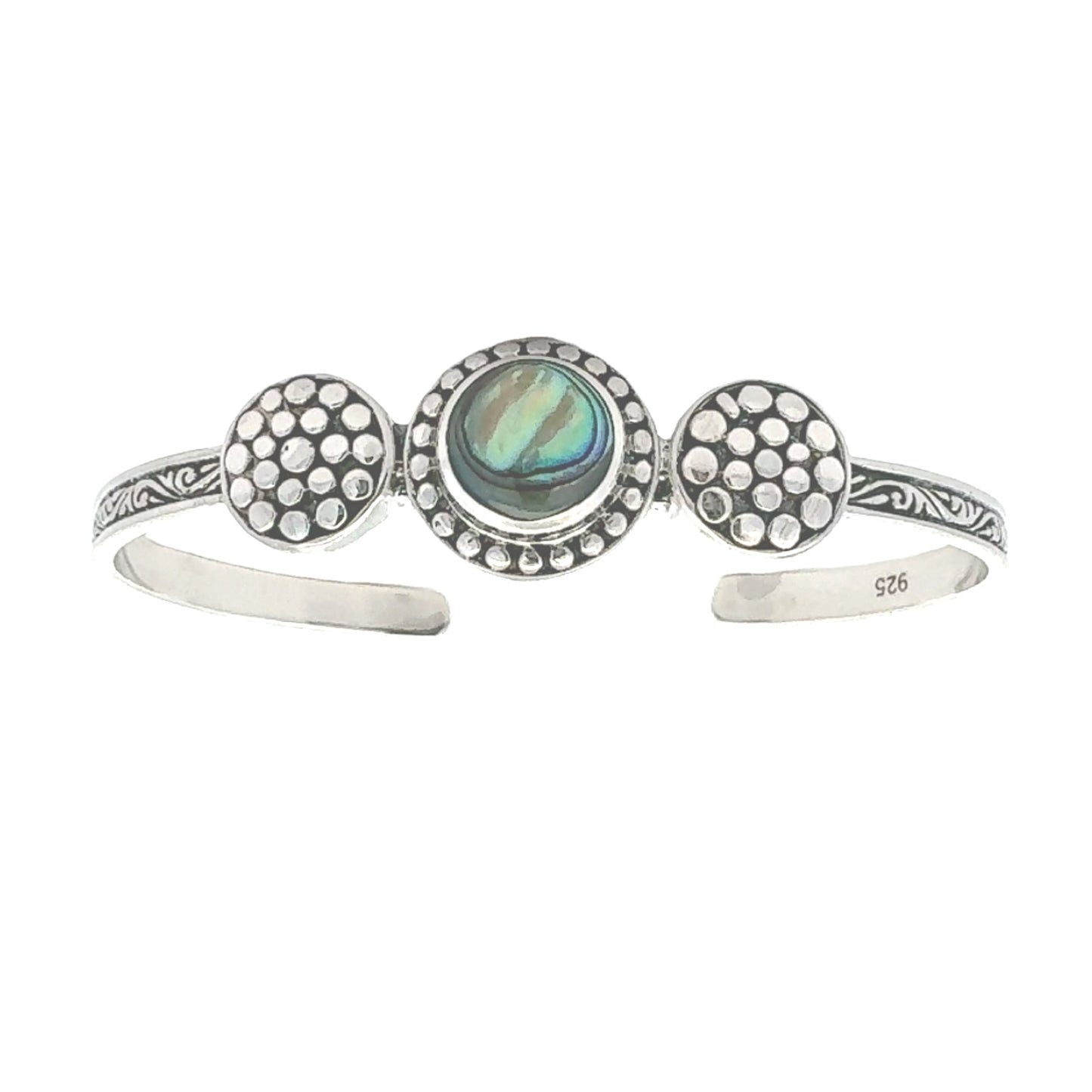Genuine Abalone Bangle Bracelet in Sterling Silver