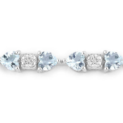 7.36 Carat Genuine Aquamarine & Diamond Sterling Silver Bracelet