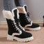 Winter Lace-up Snow Boots for Women - Plush Warm Chunky Heels