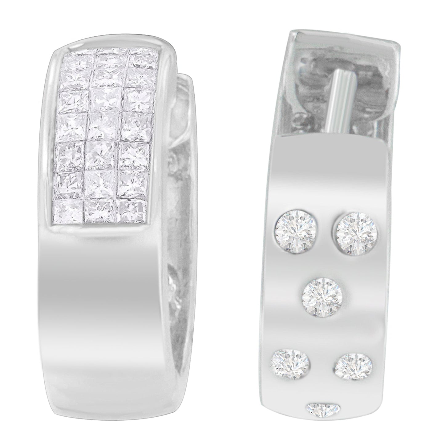 Pendientes Huggie de Diamantes en Oro Blanco de 14K - 1 1/8 cttw