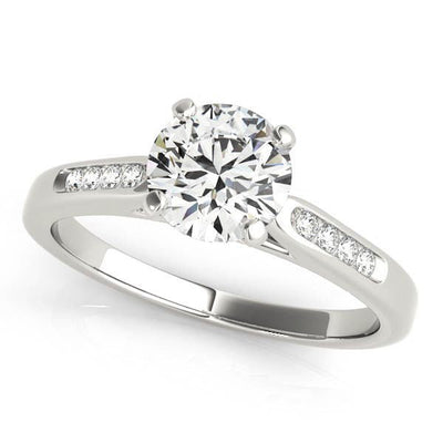 14k White Gold Single Row Diamond Engagement Ring