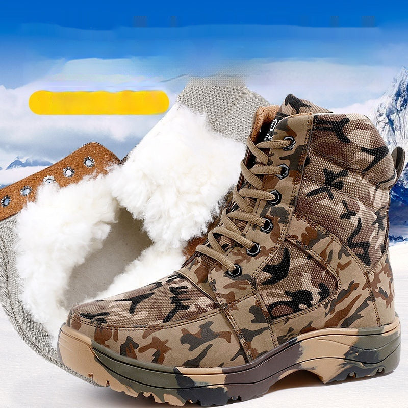 Men's Premium Cowhide Thick Snow Boots for Winter