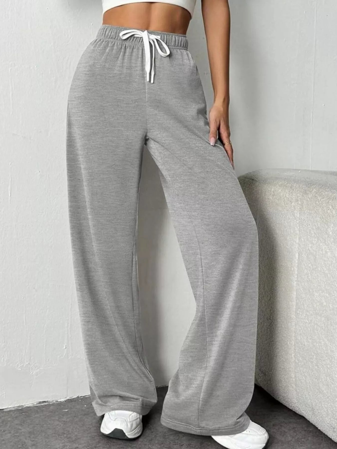 Pantalones de Pierna Ancha con Cuerda para un Estilo Sin Esfuerzo