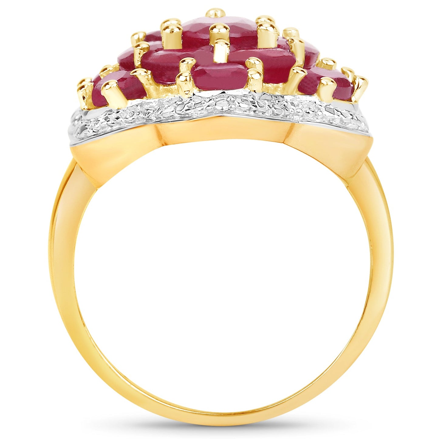 14K Yellow Gold Plated Genuine Ruby Engagement Ring