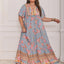 Elegante vestido maxi de talla grande con mangas de volantes en rosa púrpura