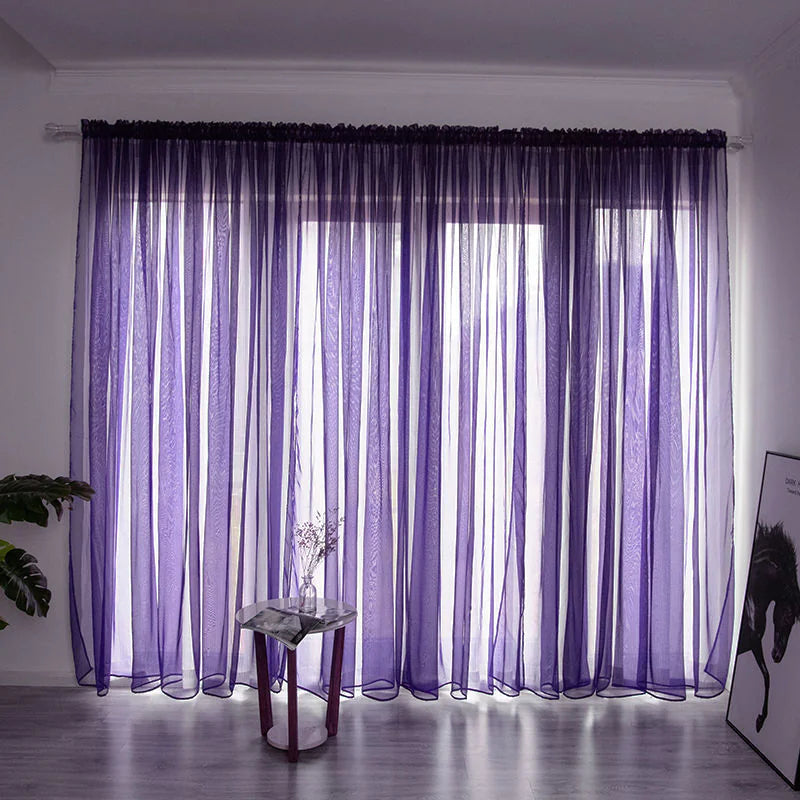 Simple Modern Solid Color Gauze Curtain for Balcony