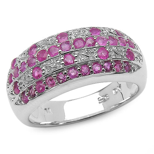 1.02 Carat Genuine Ruby .925 Sterling Silver Engagement Ring