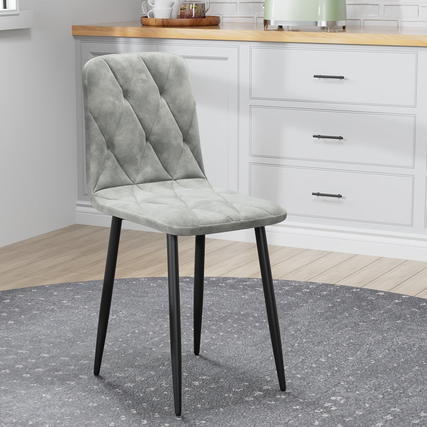 Dining Chairs Set of 4, Modern Kitchen Dining Room Chairs, Velvet Dining Chair Upholstered Cushion Seat and Sturdy Metal Legs - Korvel
