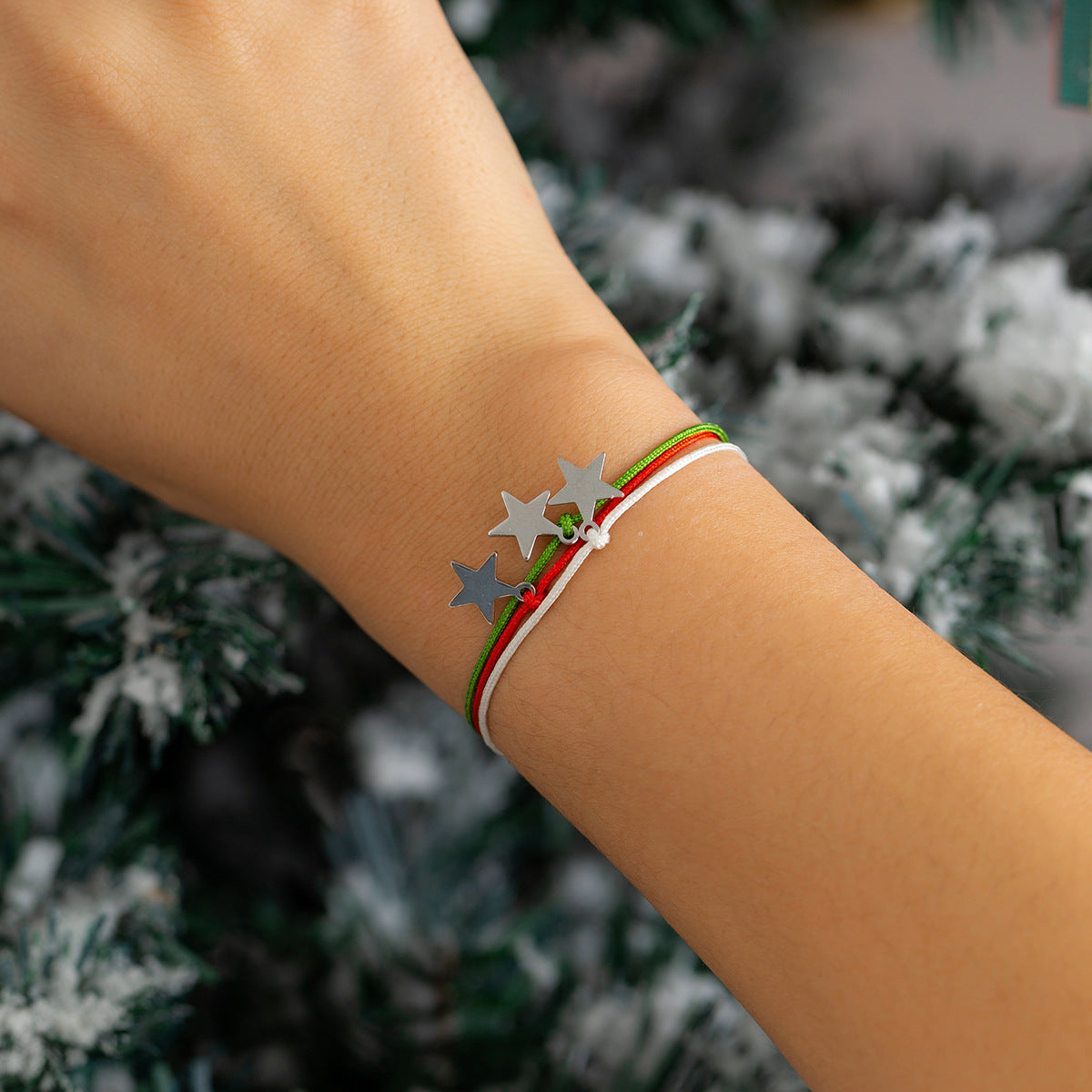 Christmas Element Elk Snow Bracelet Set Creative Snowman Adjustable Wax Thread Handmade - Korvel