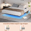 Floating Bed Frame King Size with LED Lights ＆ charging station, Metal Platform Queen Bed, 79.9'' L x 76.2'' W x 7.9'' H. - Korvel