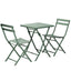 3 Piece Patio Bistro Set of Foldable SquareTable and Chairs, Dark Greem - Korvel