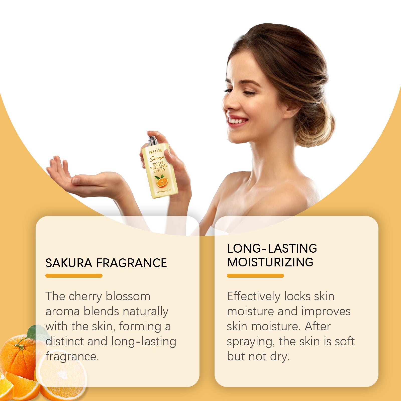 Orange Body Perfume Spray Light Fresh fragrance Keep fragrance portable fruit fragrance spray - Korvel