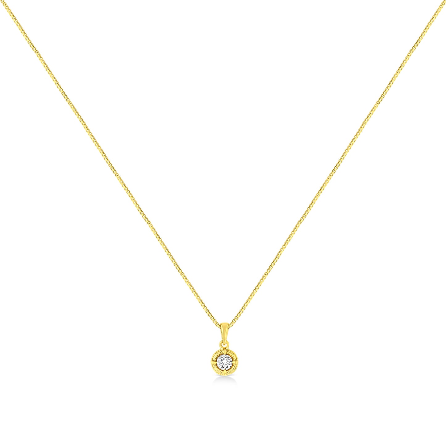 Collier Pendentif Solitaire en Argent Sterling Plaqué Or Jaune 14K avec Diamant