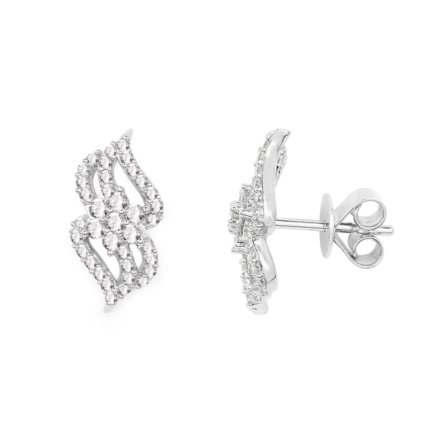 Pendientes de Diamante Blanco Genuino de 0.68 Quilates en Oro Blanco de 14K