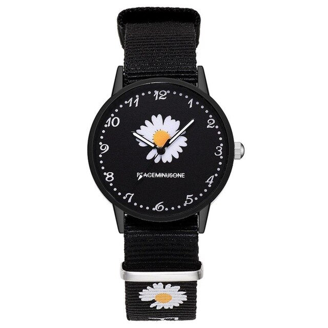Reloj de Pulsera de Nylon Floral Daisy para Mujeres - Reloj de Cuarzo Casual