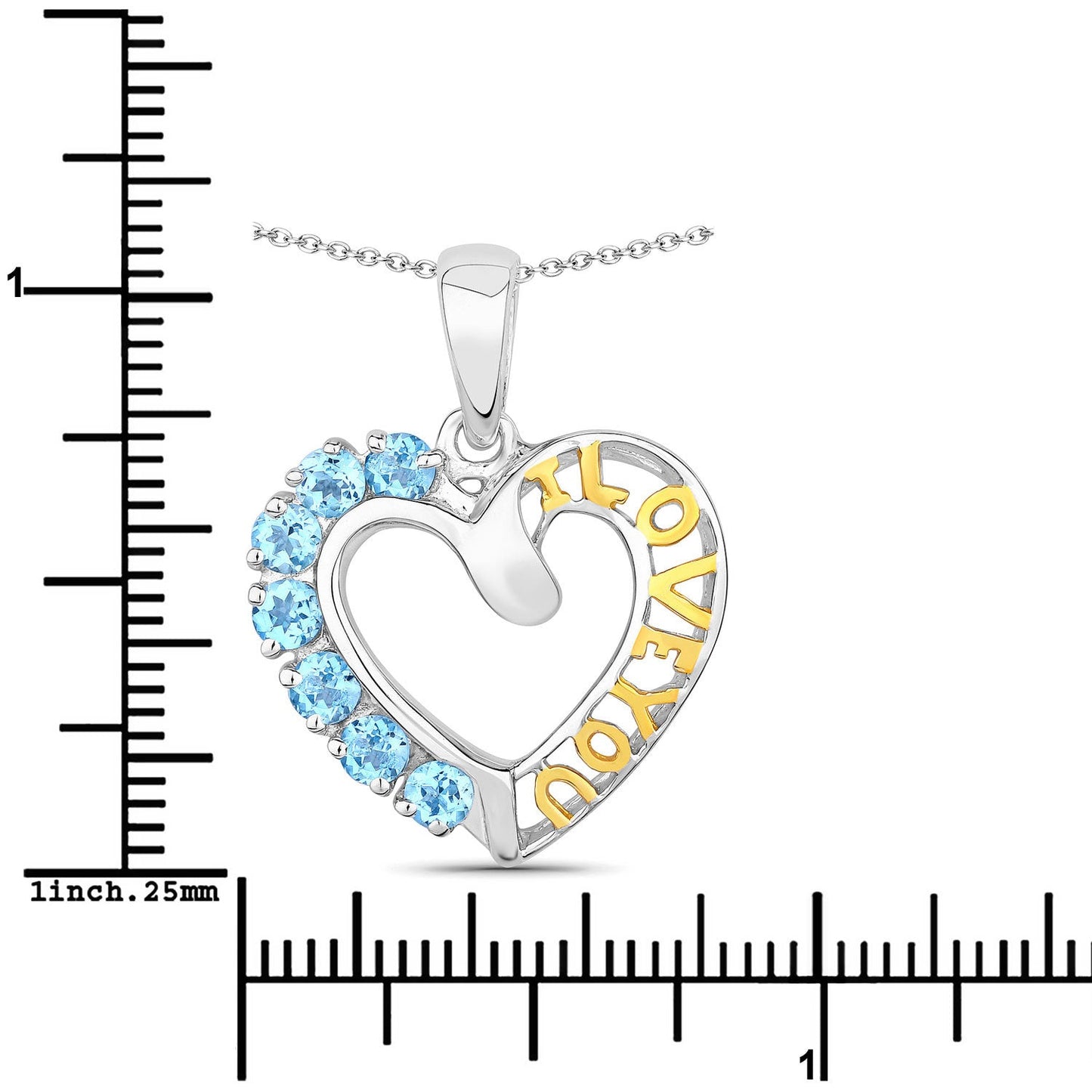 Colgante de Topacio Azul Suizo Genuino de 0.84 Quilates en Plata Esterlina