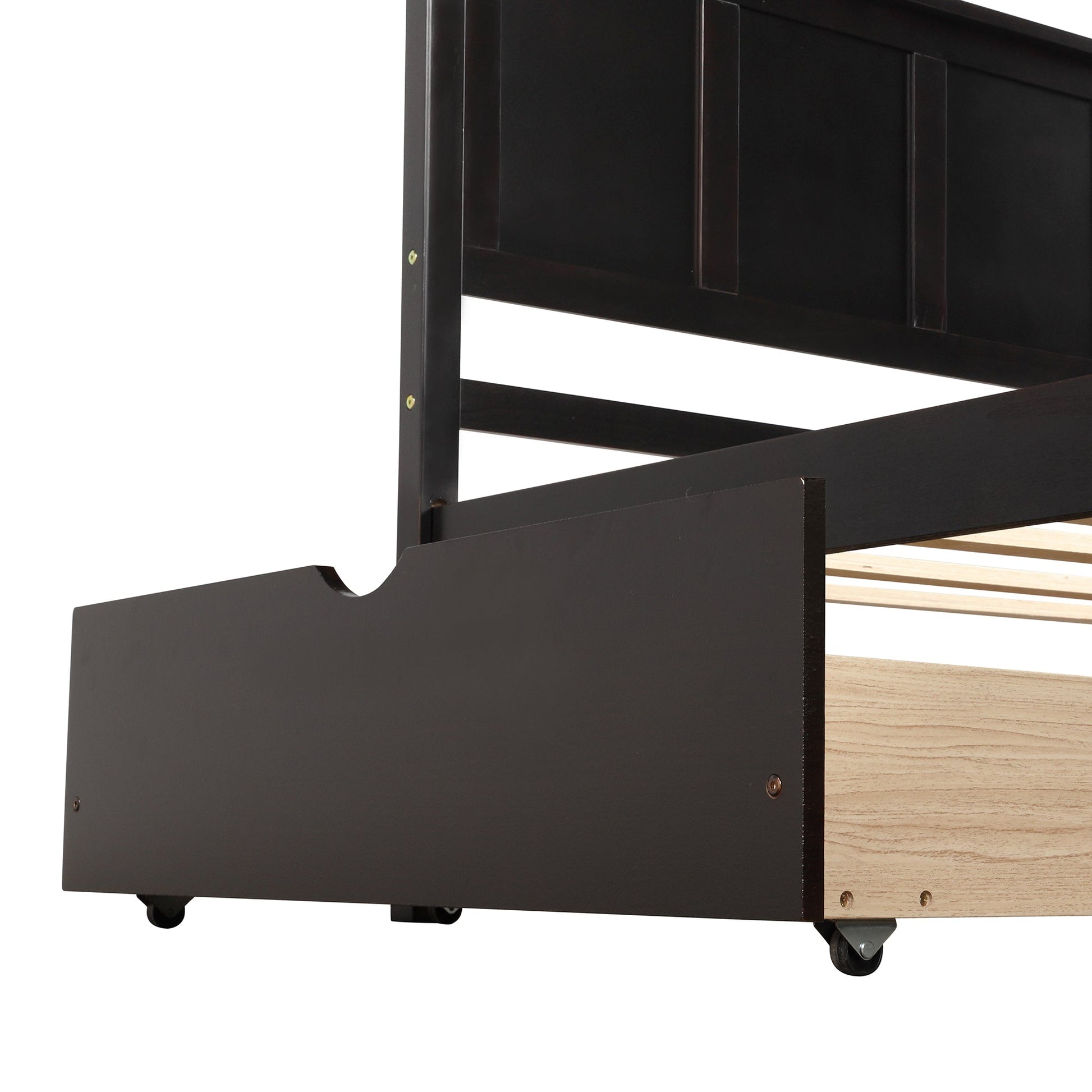 Platform Storage Bed  2 drawers with wheels  Twin Size Frame  Espresso - Korvel