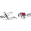 10K White Gold Ruby and Diamond Link Bracelet - Size 7"