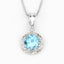 Colgante de Topacio Azul Suizo de 2.32 Quilates y Diamantes en Oro de 14K y Plata Esterlina