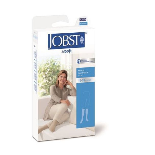 Jobst soSoft Femmes Brocade Mi-bas - Blanc, Taille Grande