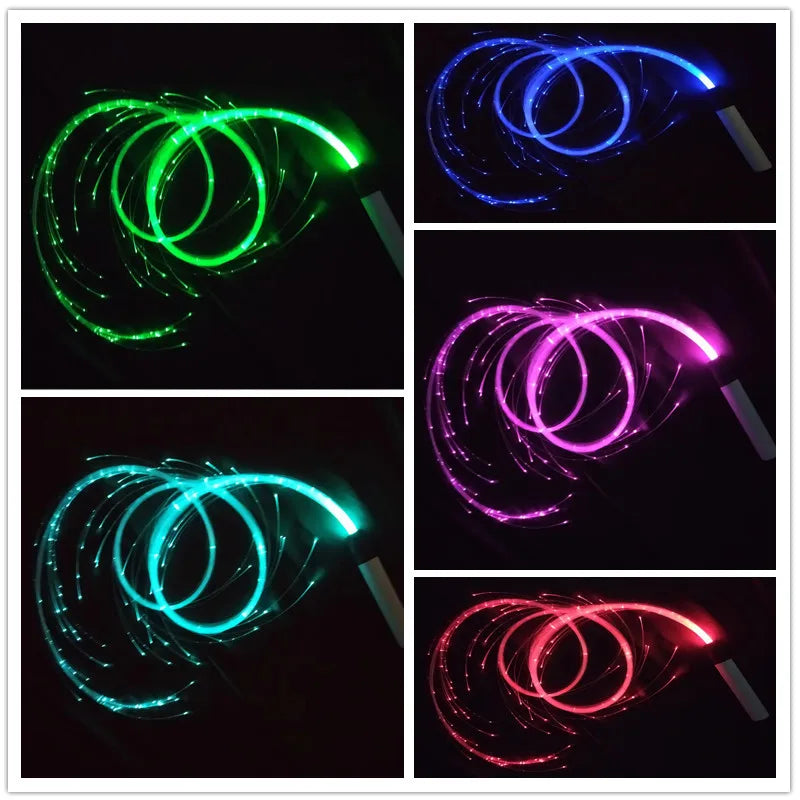 Fouet de danse à LED en fibre optique rechargeable USB - Multi-couleurs RGB