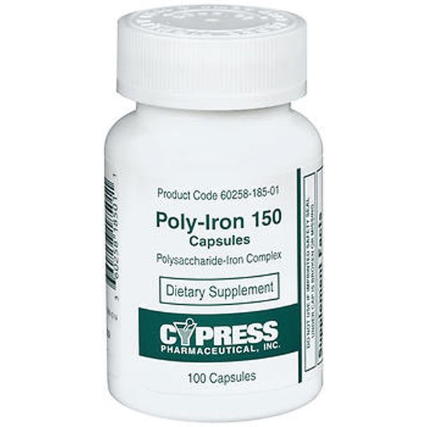 Cypress Poly-Iron 150 mg Capsules - 100 Count