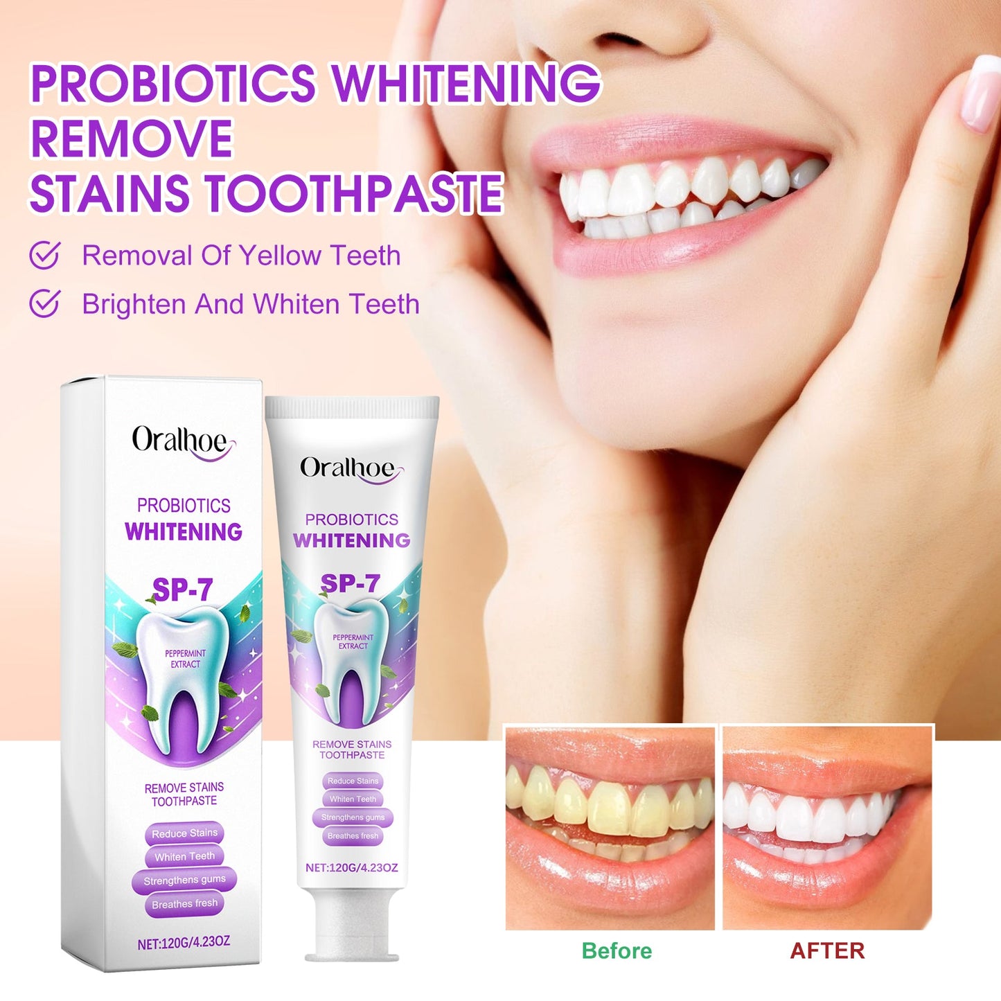 Dentifrice blanchissant premium avec probiotiques