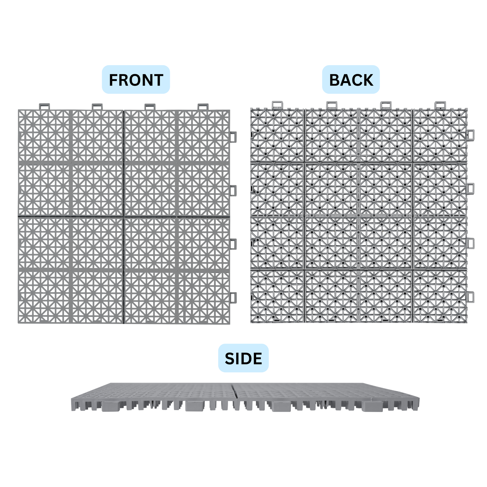 12 x 12 inch gray interlocking deck tiles, plastic waterproof, weighing up to 6613 pounds, with a rose pattern pack of 12 - Korvel