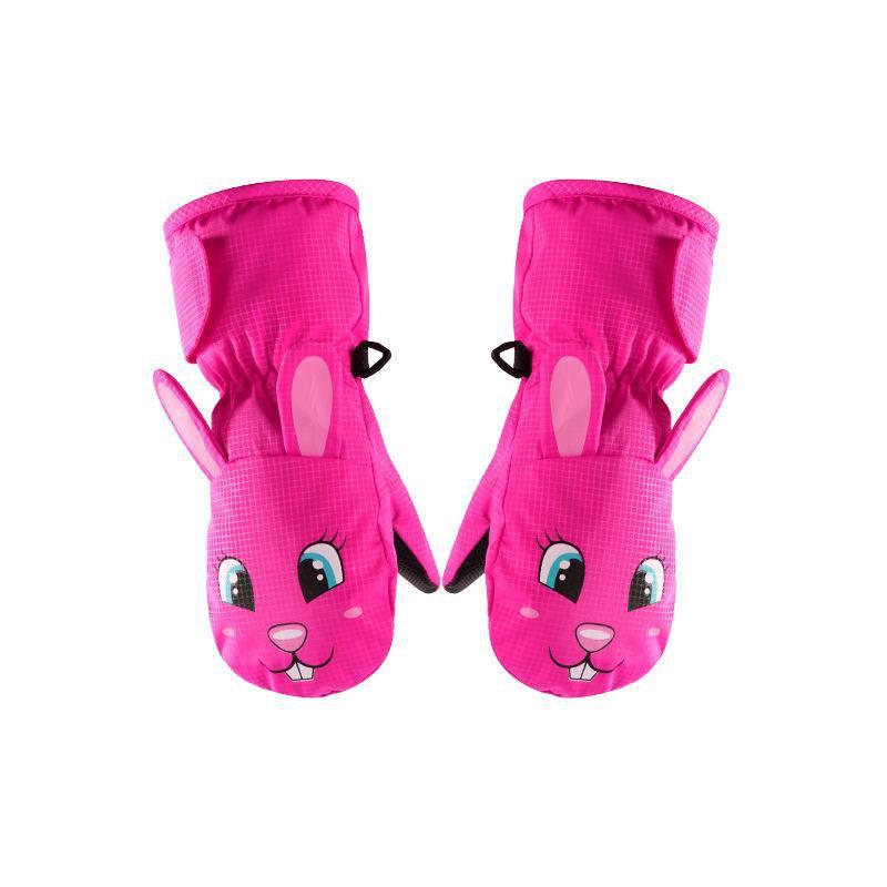 Children's Fleece-Lined Ski Gloves - Cute Cartoon Designs