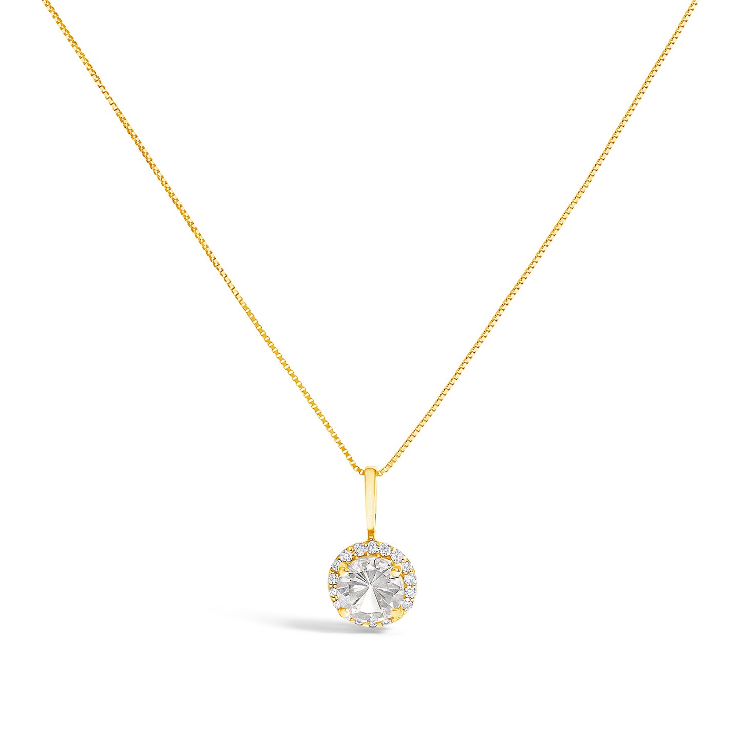 Collar de Colgante Halo de Amatista Púrpura y Diamante en Oro Blanco de 10K