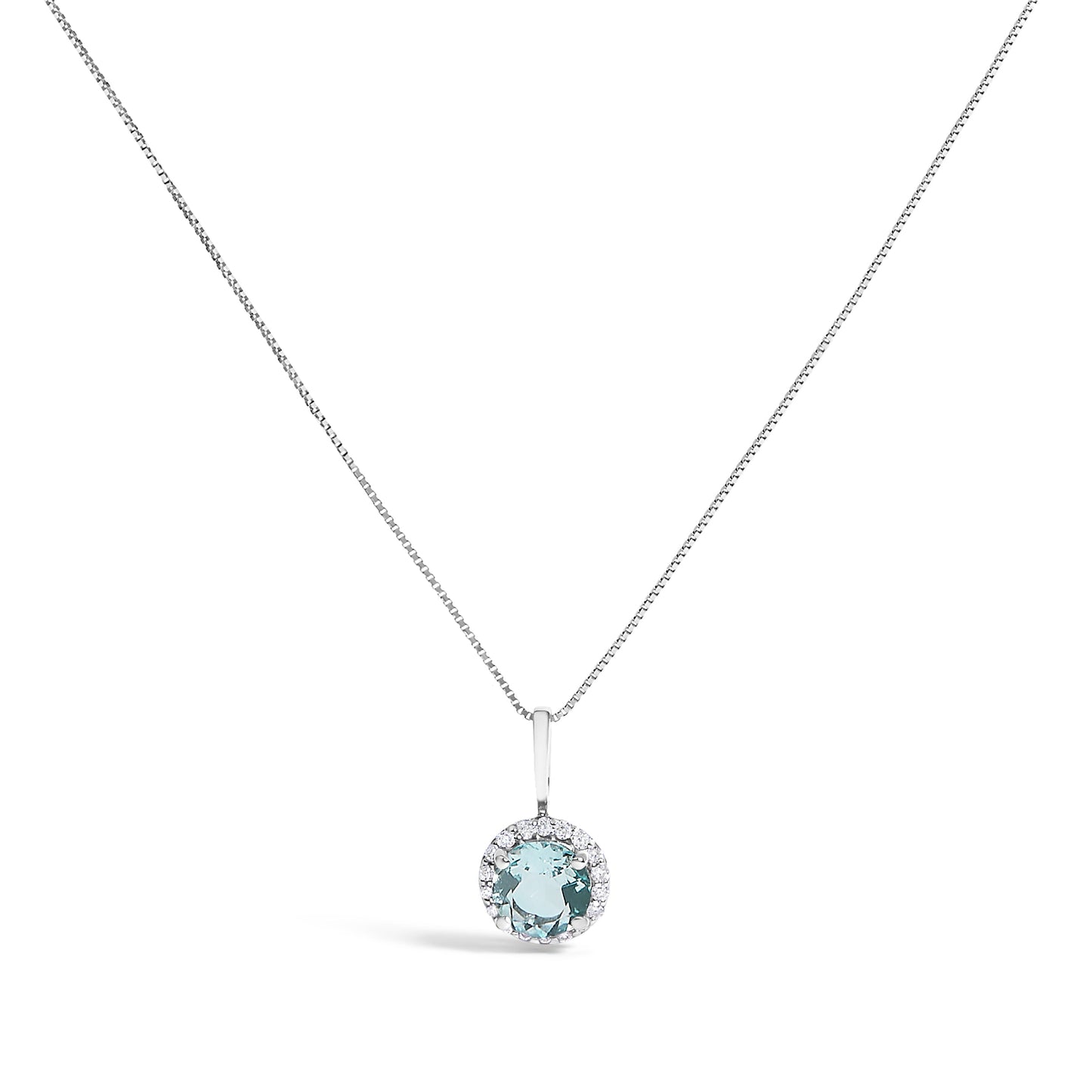 Collar de Colgante Halo de Amatista Púrpura y Diamante en Oro Blanco de 10K