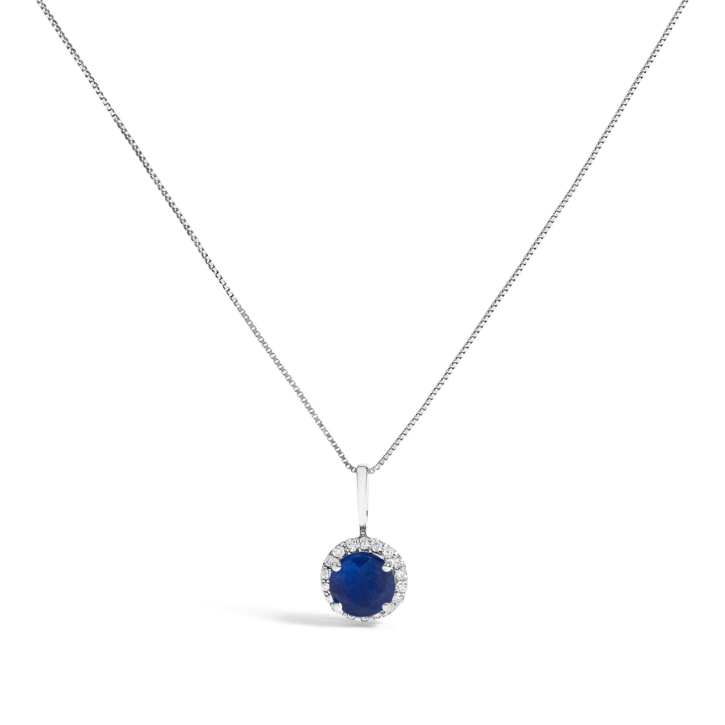Collar de Colgante Halo de Amatista Púrpura y Diamante en Oro Blanco de 10K