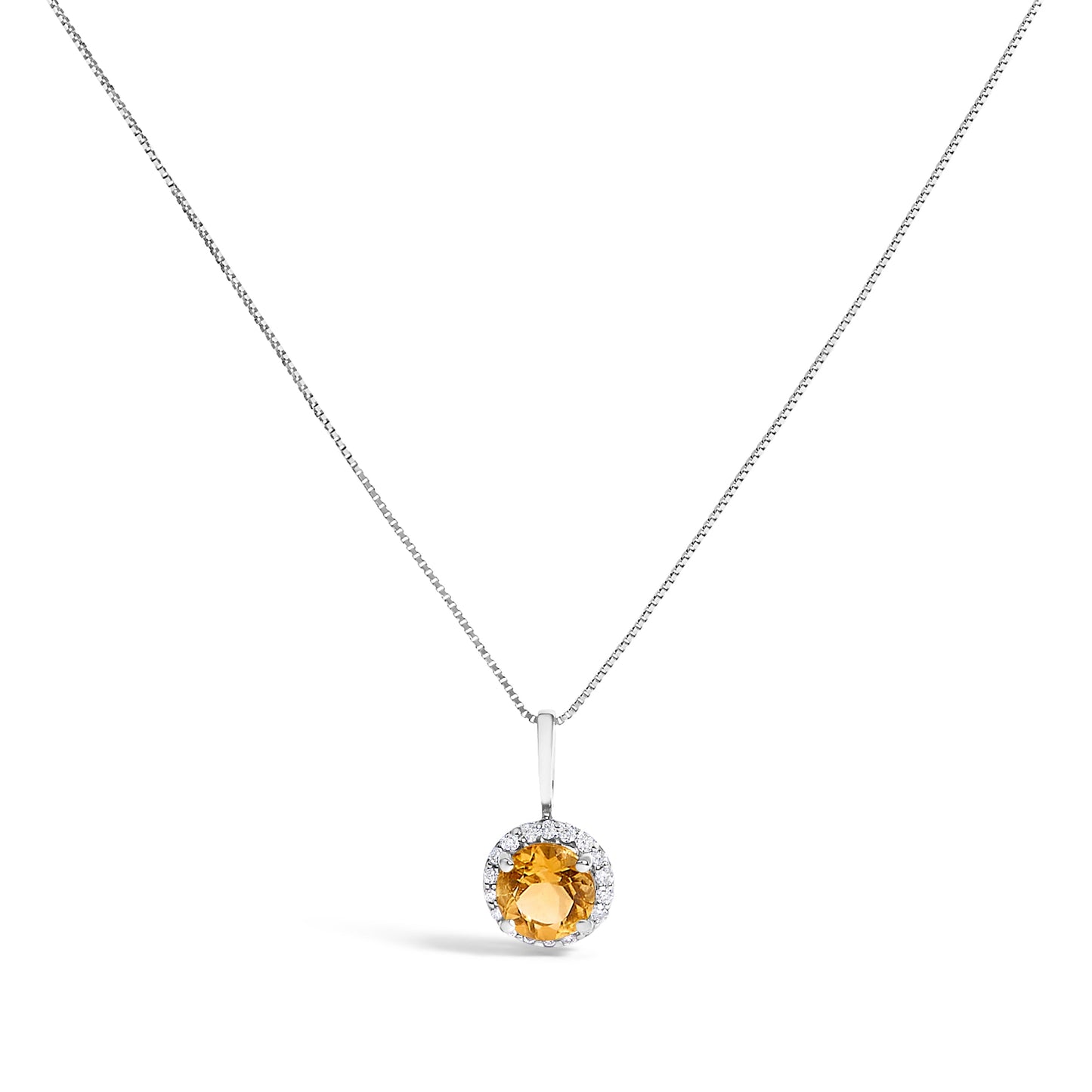 Collar de Colgante Halo de Amatista Púrpura y Diamante en Oro Blanco de 10K