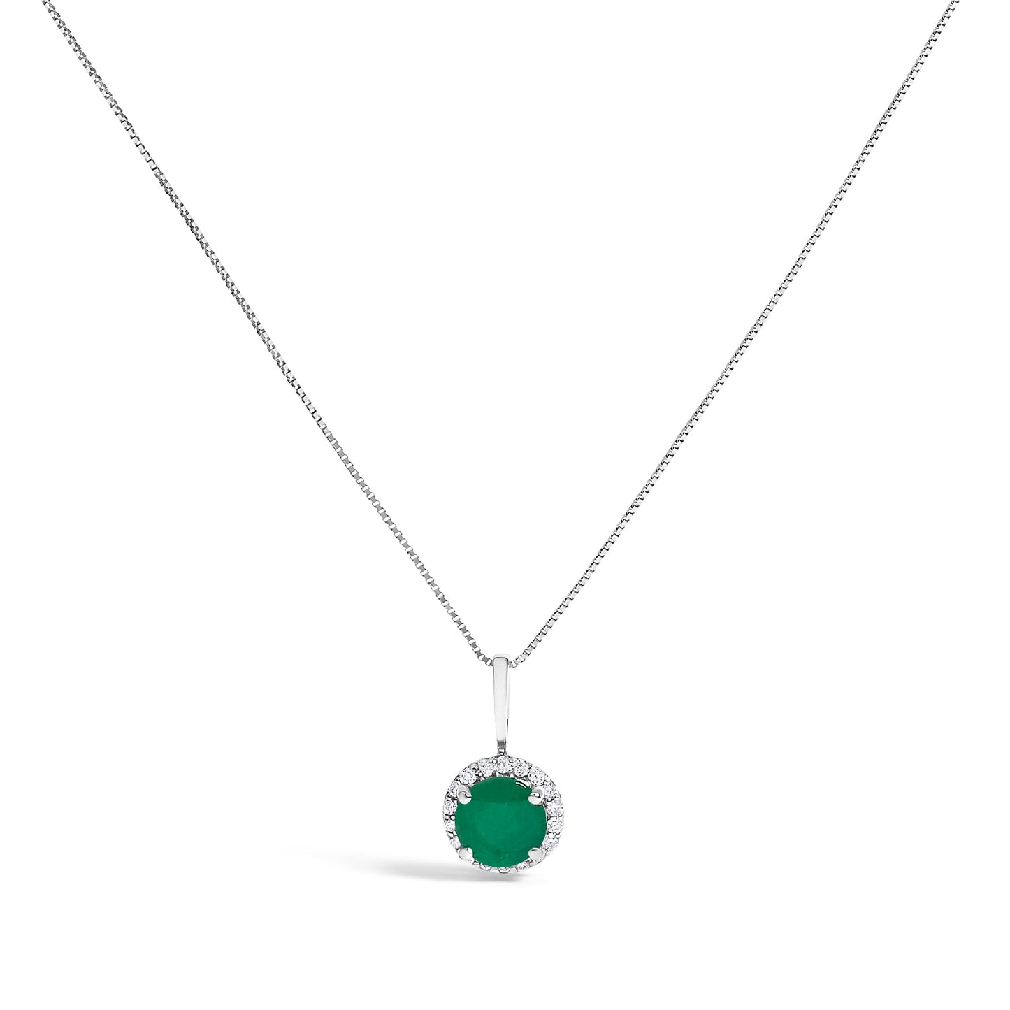 Collar de Colgante Halo de Amatista Púrpura y Diamante en Oro Blanco de 10K