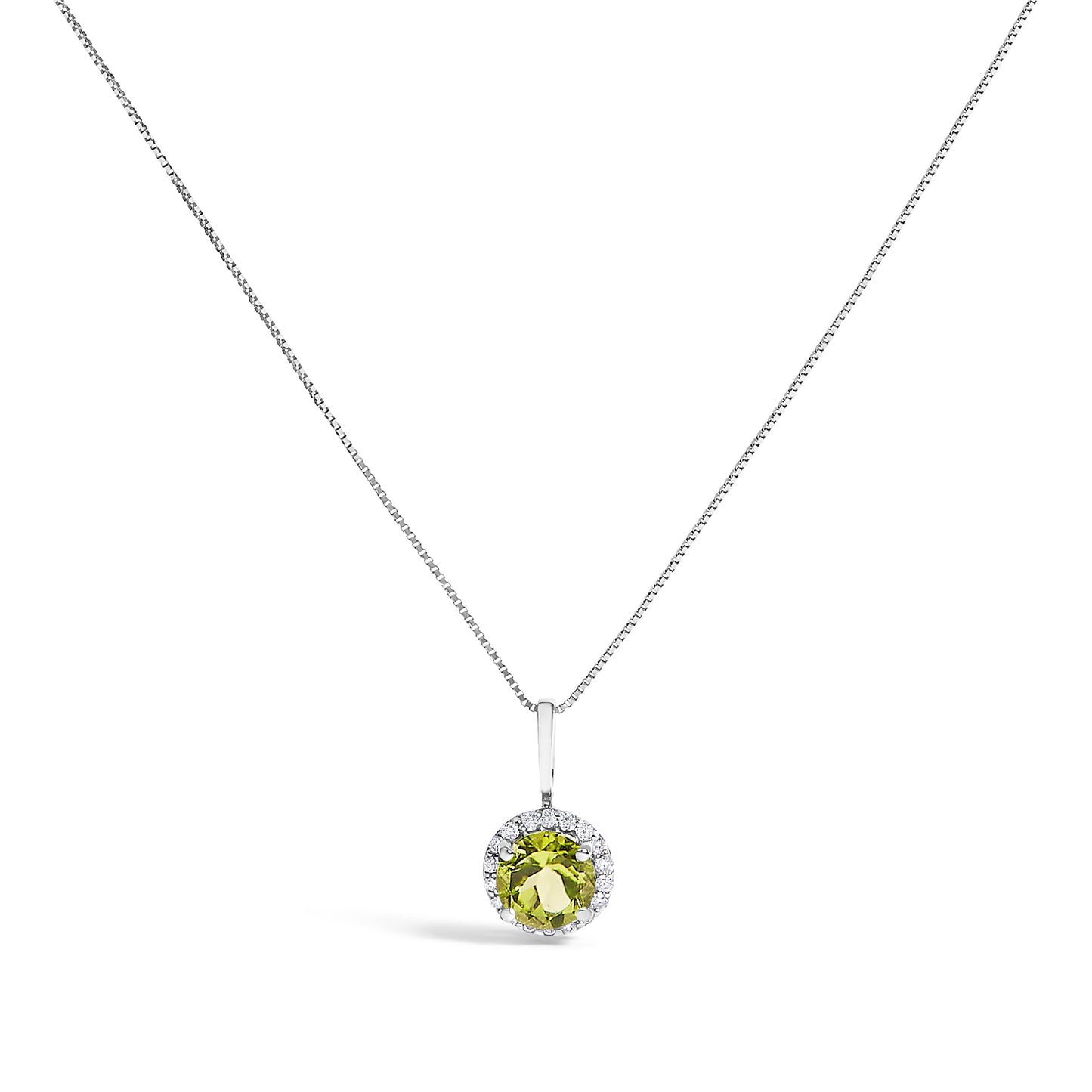 Collar de Colgante Halo de Amatista Púrpura y Diamante en Oro Blanco de 10K