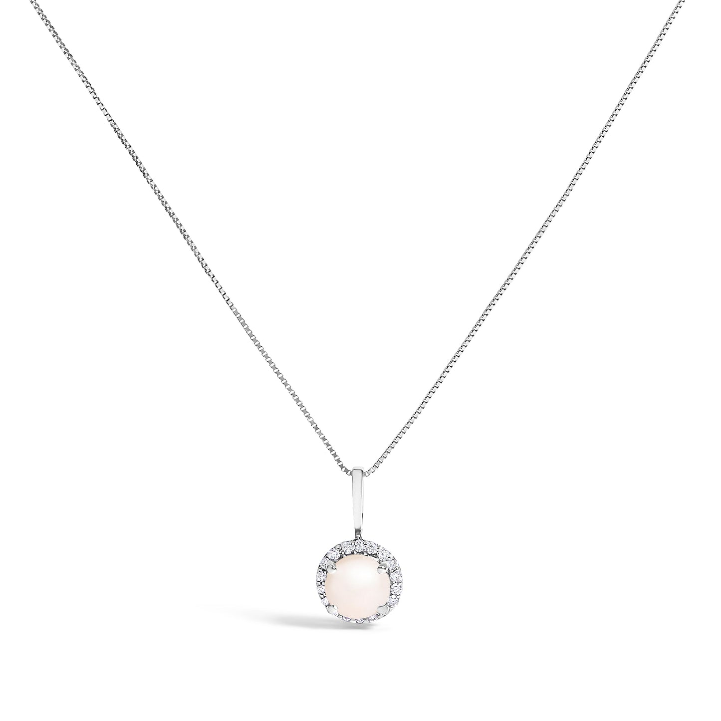 Collar de Colgante Halo de Amatista Púrpura y Diamante en Oro Blanco de 10K