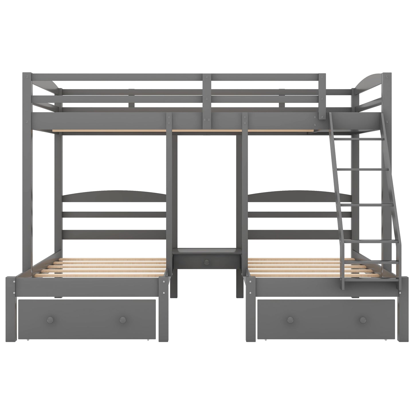 Gray Full over Twin Bunk Bed with Drawers