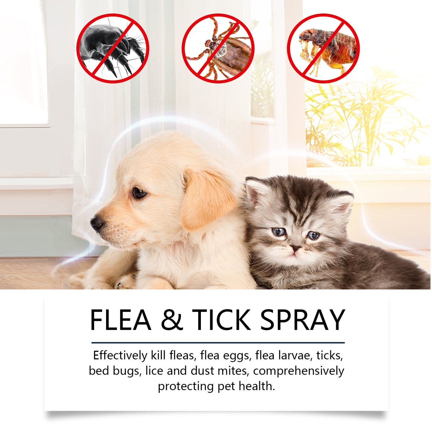 Pet Insect Repellent Spray, Dog And Cat Hair And Skin Insect Repellent Daily Gentle Cleaning And Care Agent - Korvel