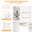 Vanity Desk Set Stool & Dressing Table with LED Lighting Mirror Drawer and Wood Cosmetic Table Chest of Drawers White Color - Korvel
