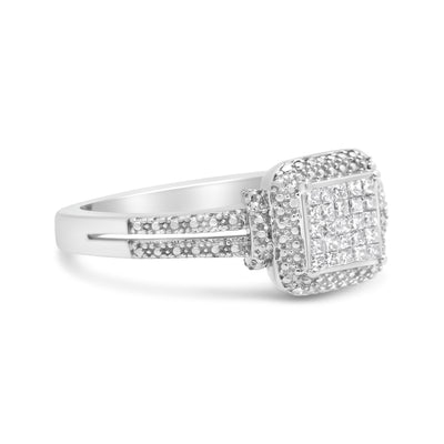 Bague en diamant taille princesse en argent sterling .925 1/4 cttw - Taille 7