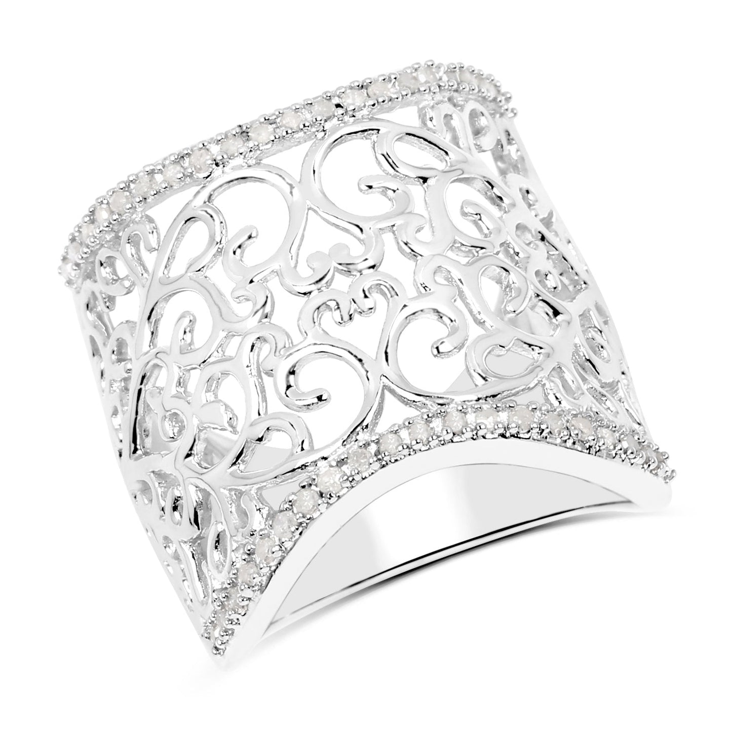 0.25 Carat Genuine White Diamond Sterling Silver Engagement Ring