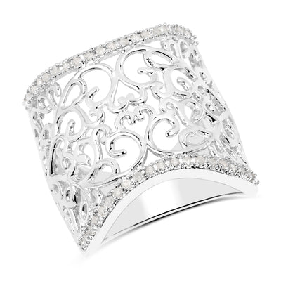 Bague de fiançailles en argent sterling avec diamant blanc véritable de 0,25 carat