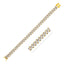 Bracelet en chaîne curb en or bicolore 14k avec pavé blanc