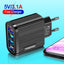 Luminous 4 USB mobile phone charging head, European and American standard travel charger, striped USB smart tablet charger - Korvel