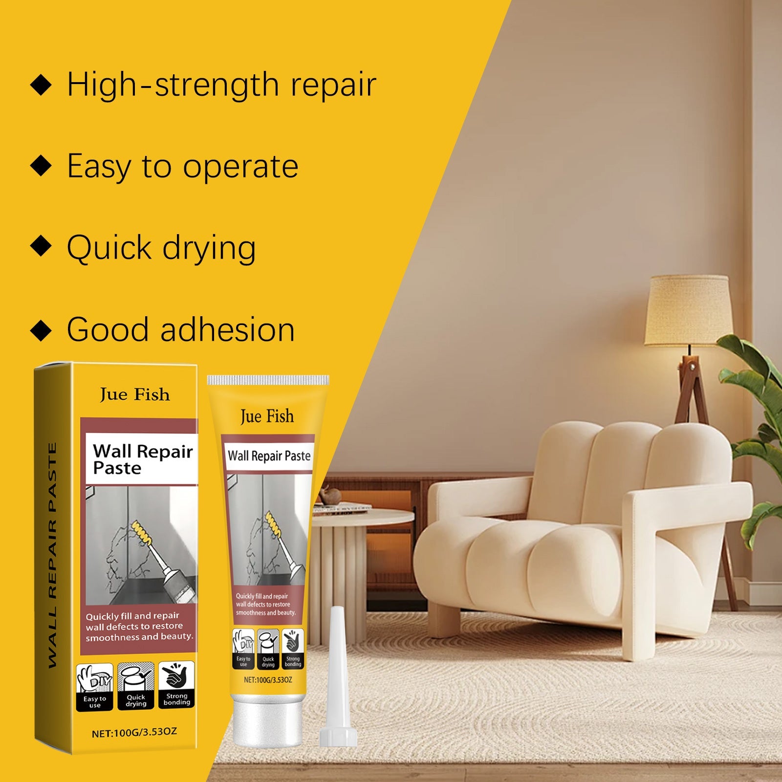 Wall Crack Repair Plaster Wall Damage Scratches Dents Cracks Nail Holes Repair Repair Wall Plaster - Korvel